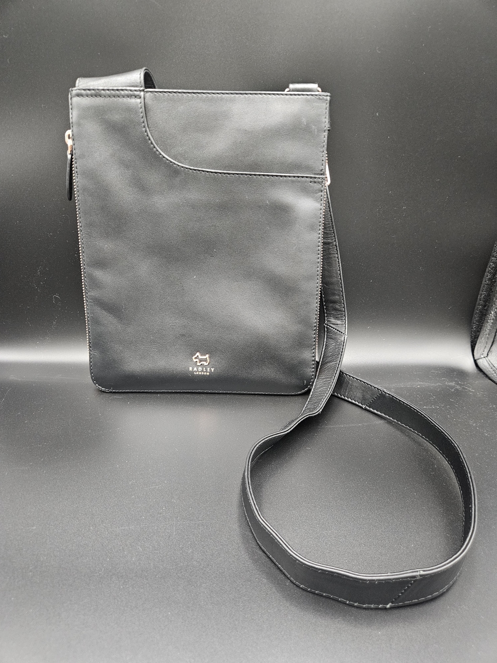 Radley London Black Leather Crossbody Bag Rose Gold Hardware